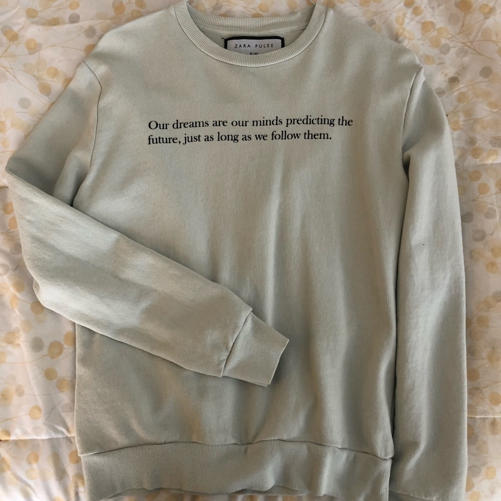 Zara mint green quote sweatshirt